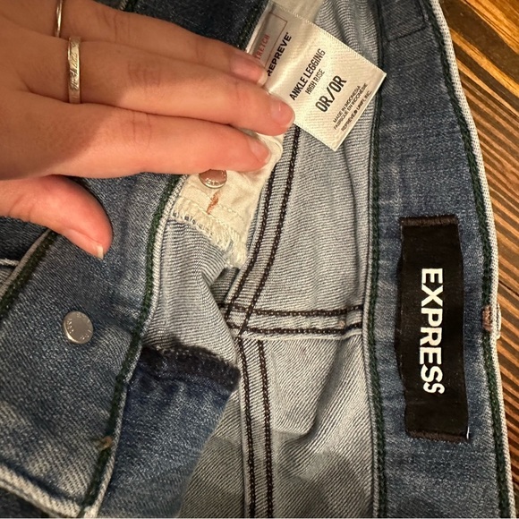 Express Embellished rhinestone Stylish Blue Denim Jeans - Picture 3 of 3